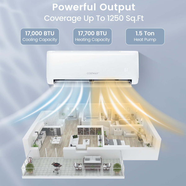 Costway Ductless Mini Split Air Conditioner with Heater and Remote